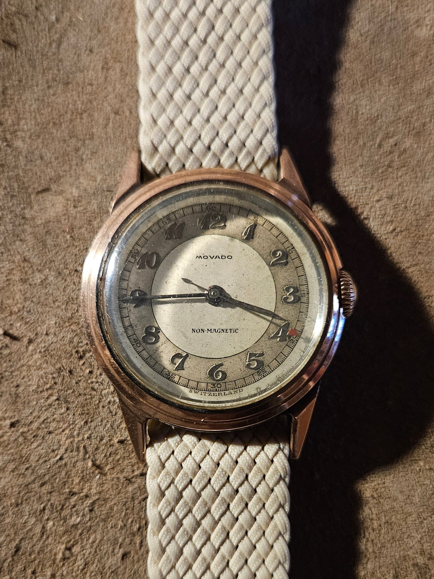 Movado Breguet Numerals 18kt Pink Gold & steel watch from the 1930s