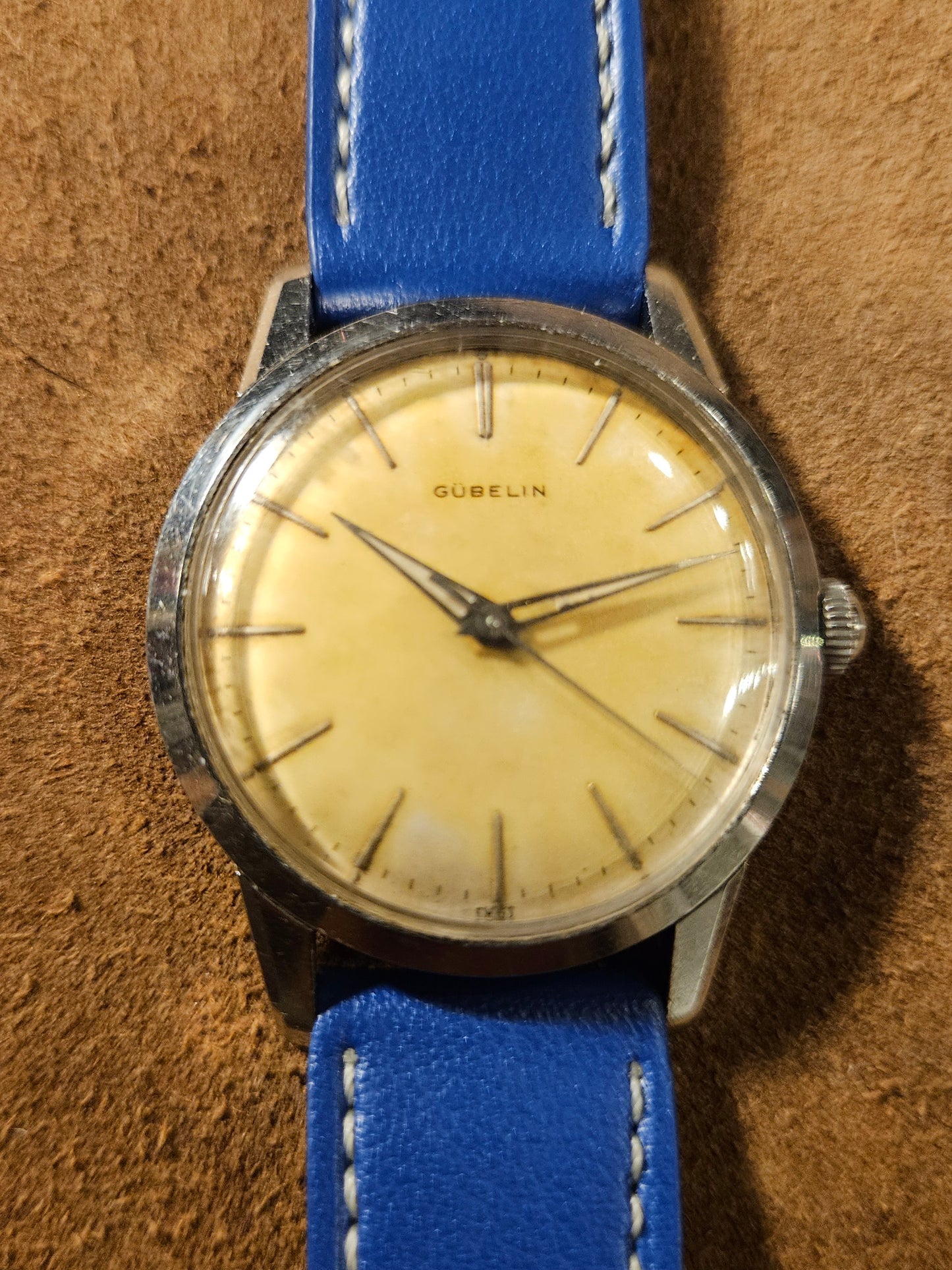 Gubelin Tropical Lemon dial watch in steel from the 1960s