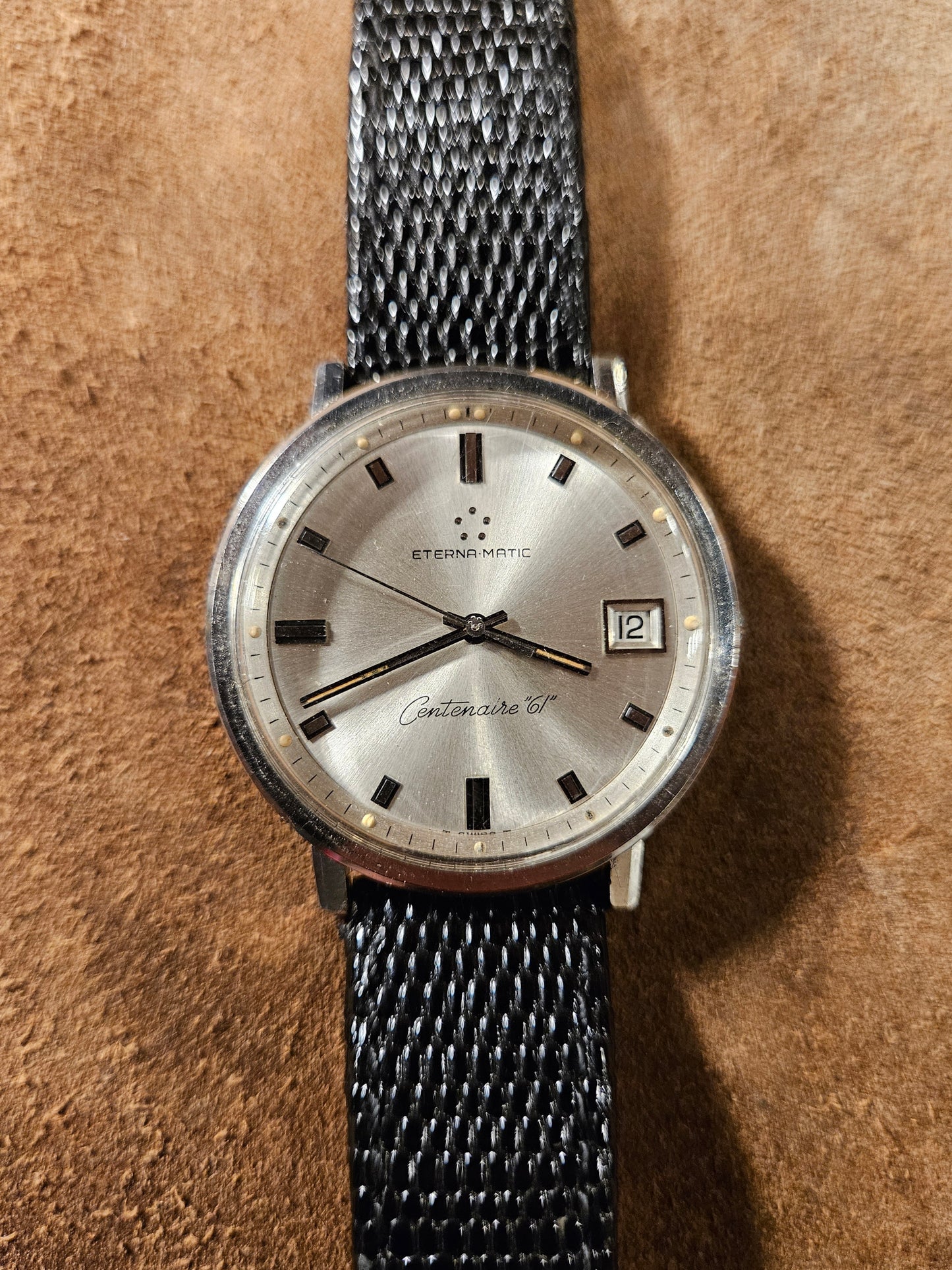 Eterna matic Centenaire 61 watch in steel.