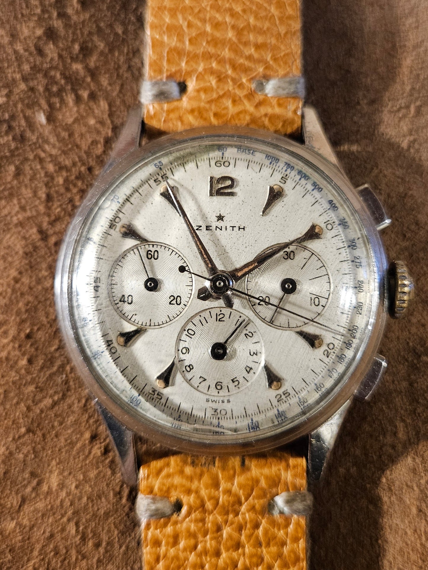 Zenith Chronograph watch in steel from the 1950s