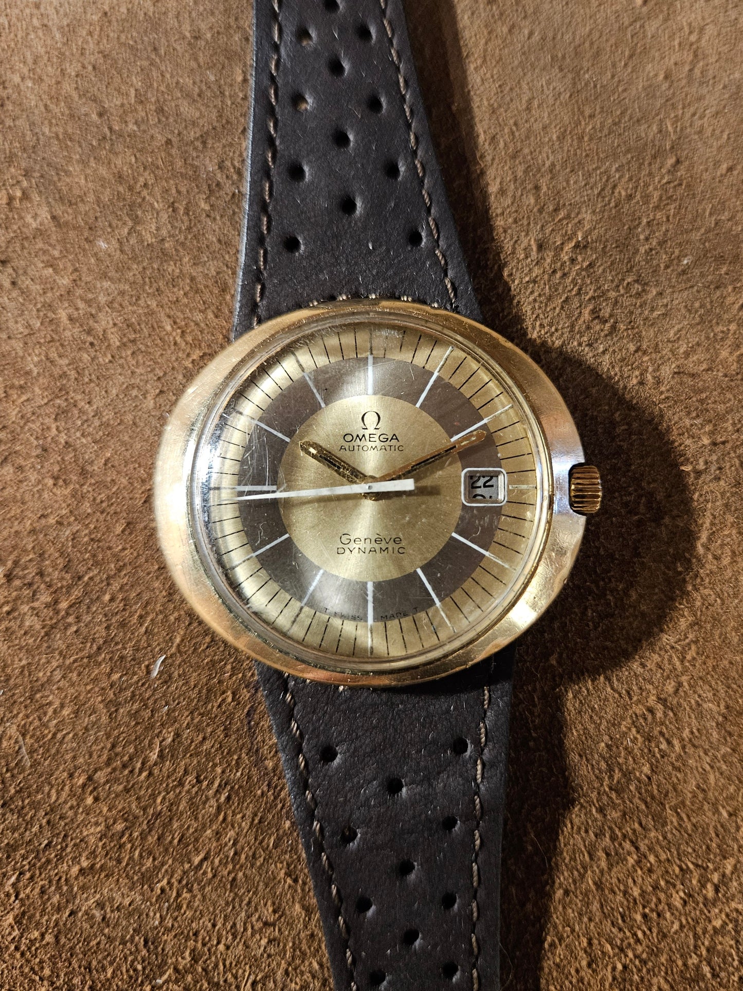 Omega Dynamic Gold Cap watch with date from the 1970s