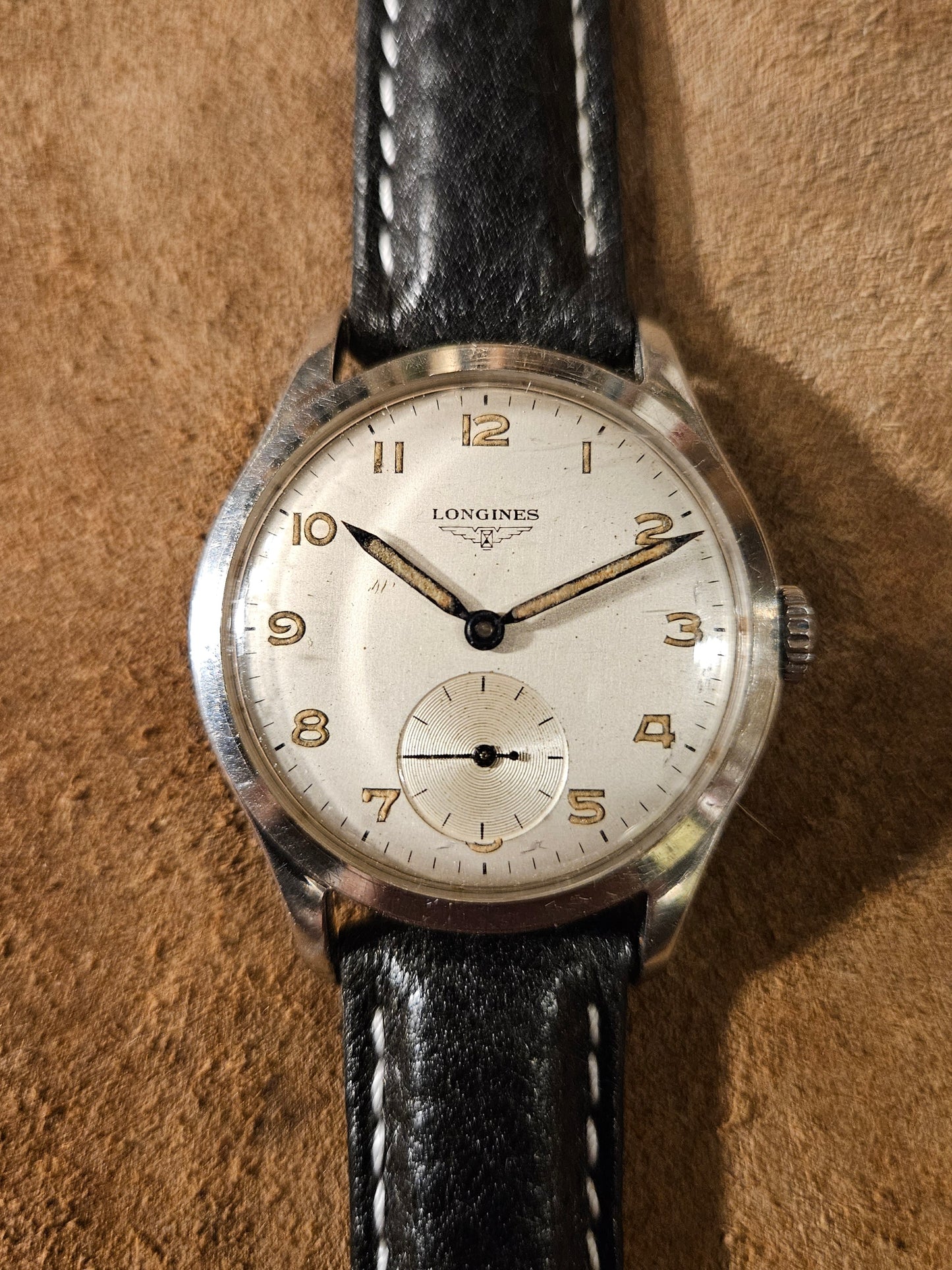 Longines Sie Tacche steel watch from the 1940s