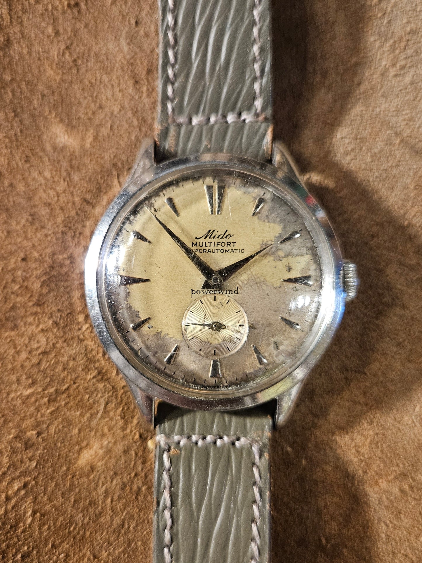 Mido Multifort FB Borgel case watch in steel from the 1940s