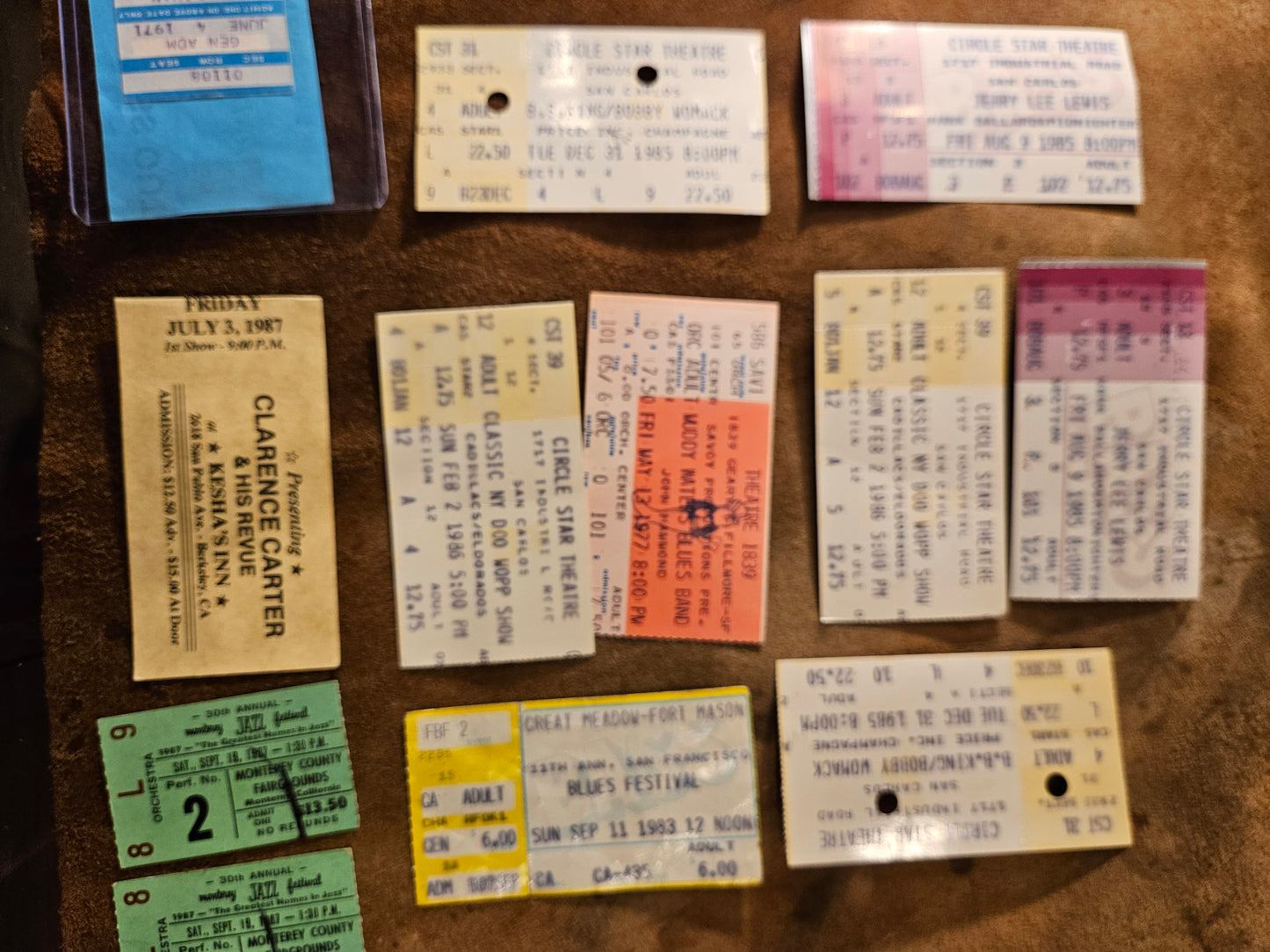 Collection of Concert Tickets Blues theme