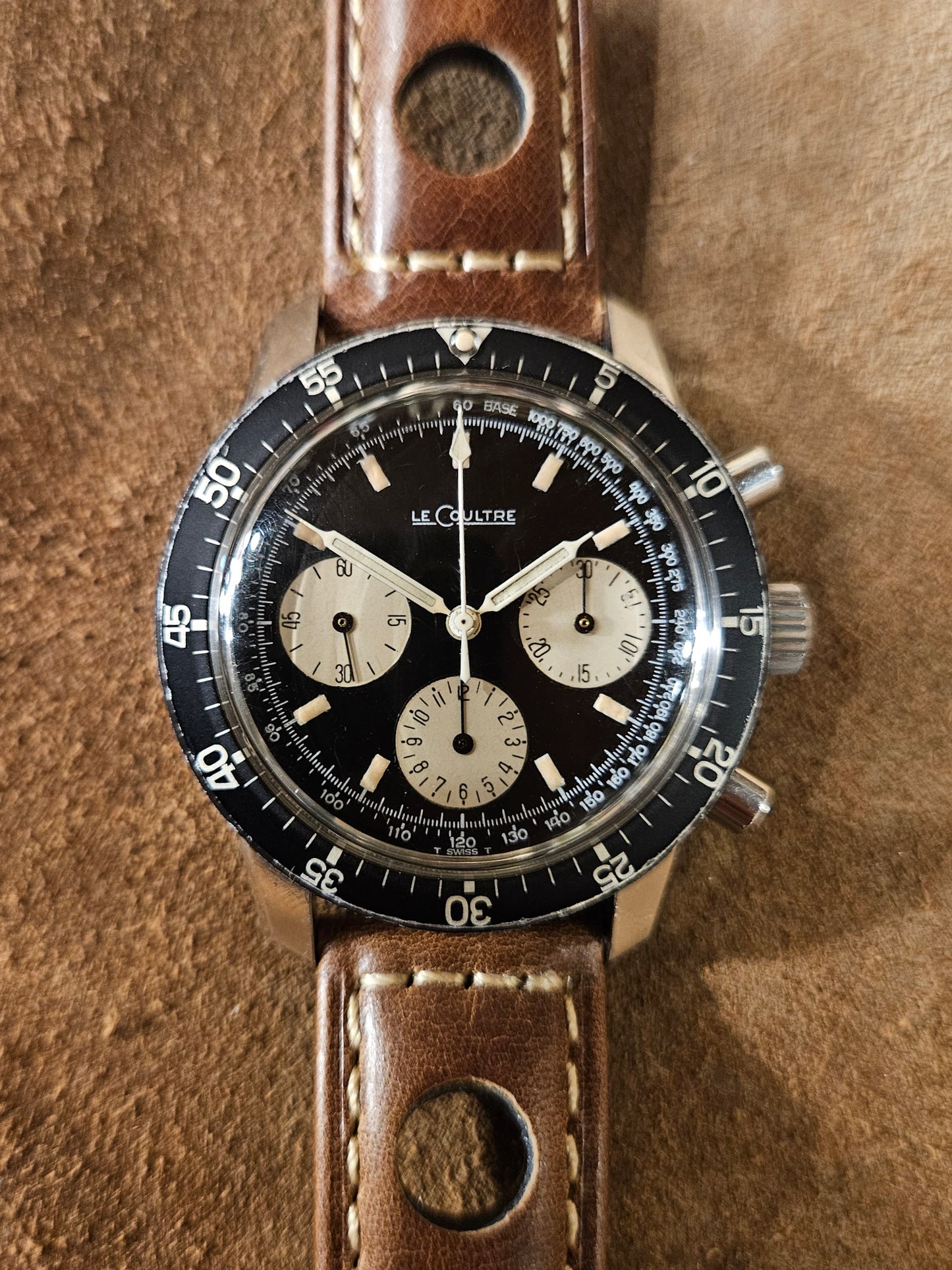 Lecoultre E2643 Shark Chronograph watch from the 1960s