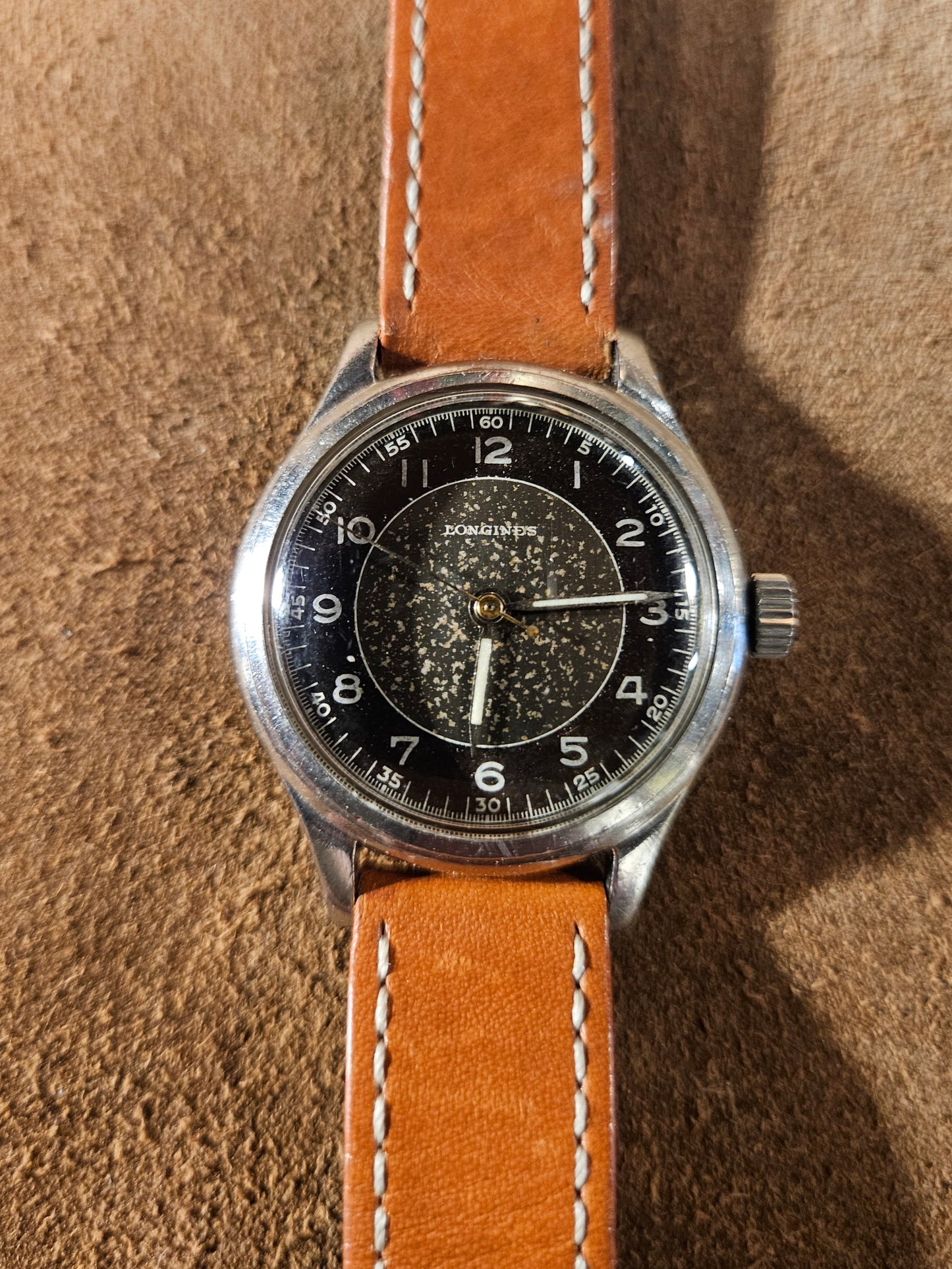 Longines Tropical black dial watch from the 1940s