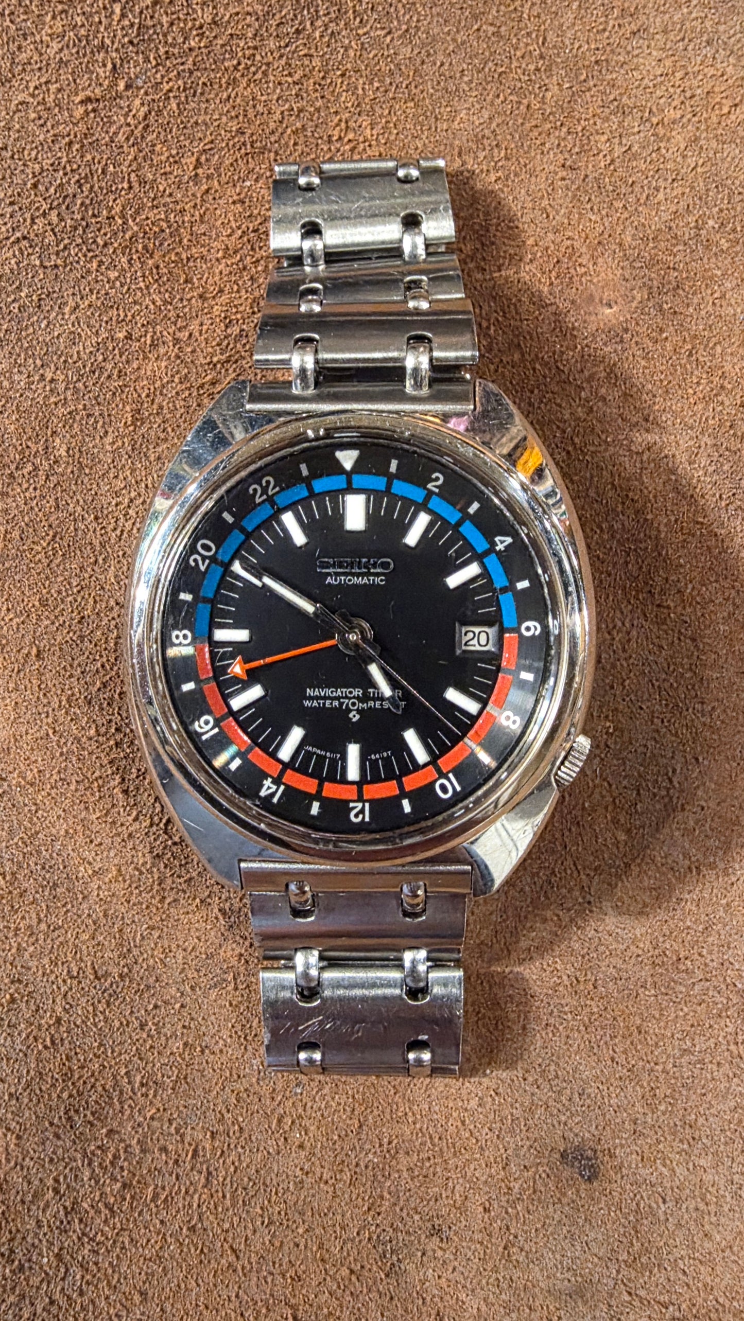 Seiko Navigator timer 6117-6410 watch from the 1970s.