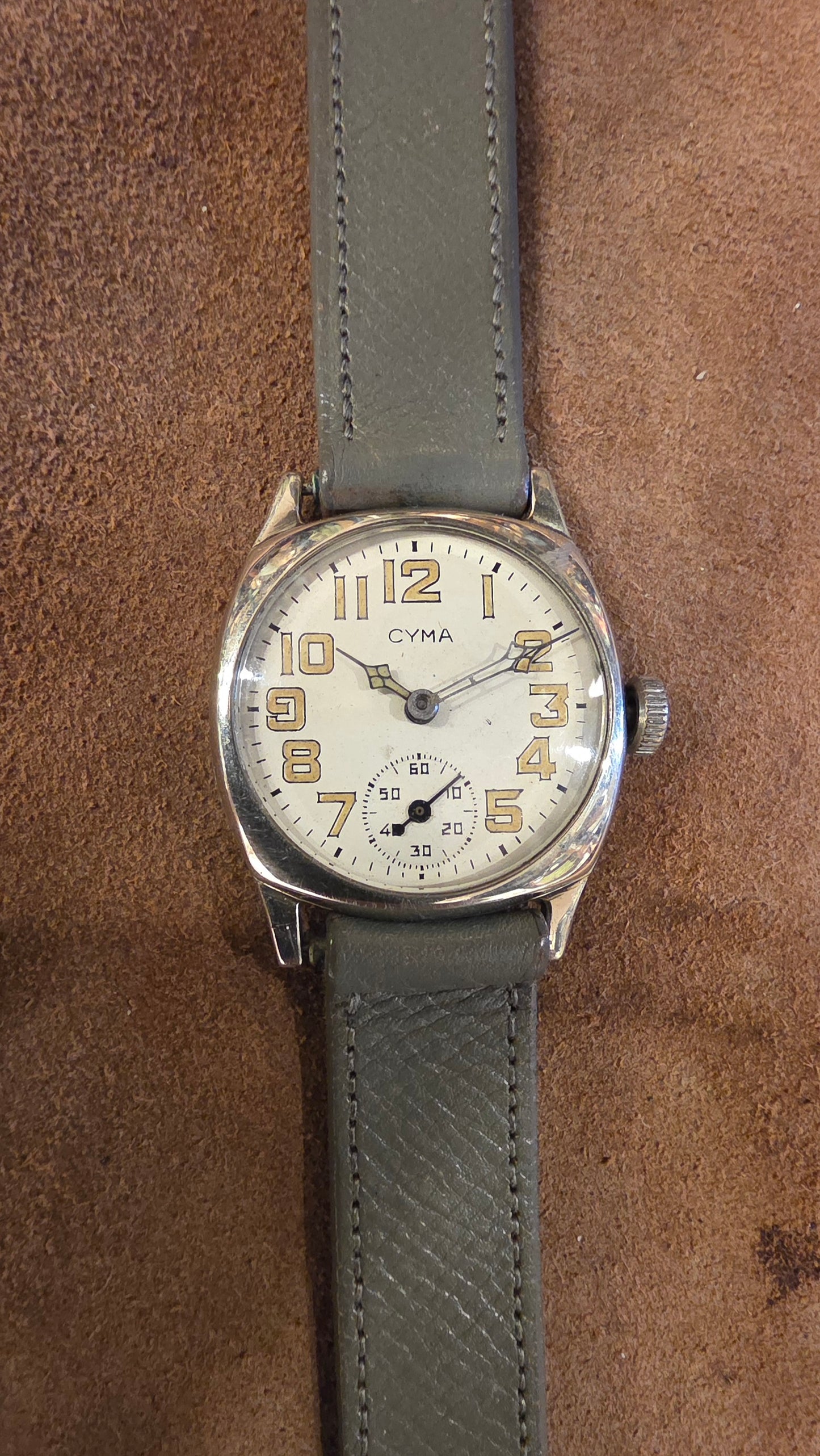 Cyma cushion shaped watch from the 1930s
