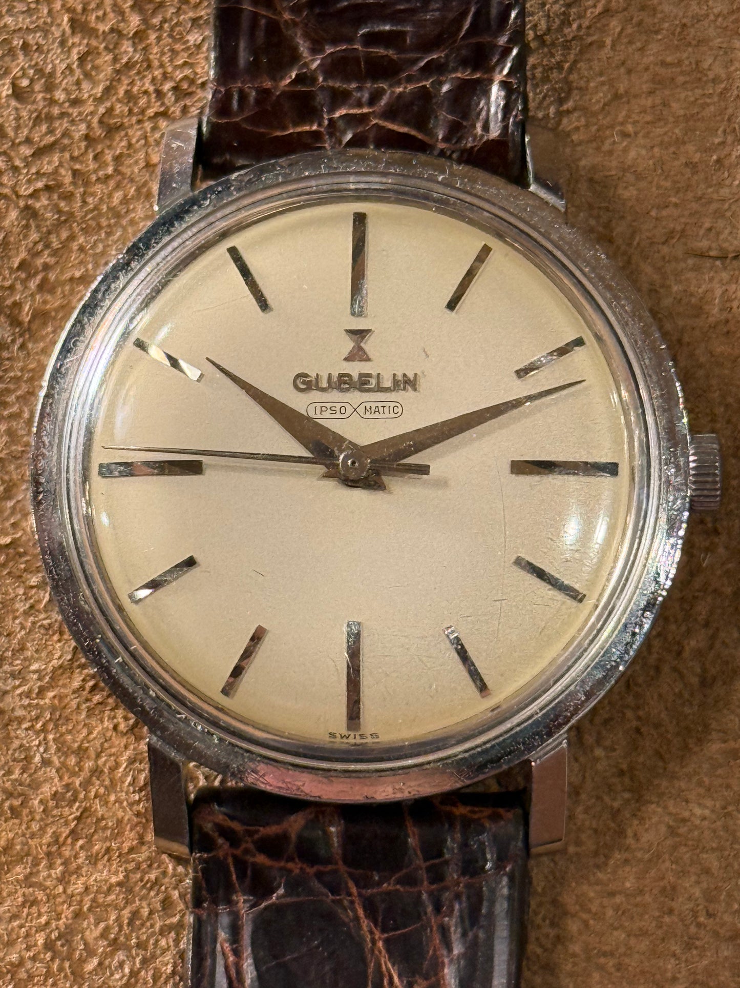 Gubelin Vintage Watch from the 1960s in stainless steel.