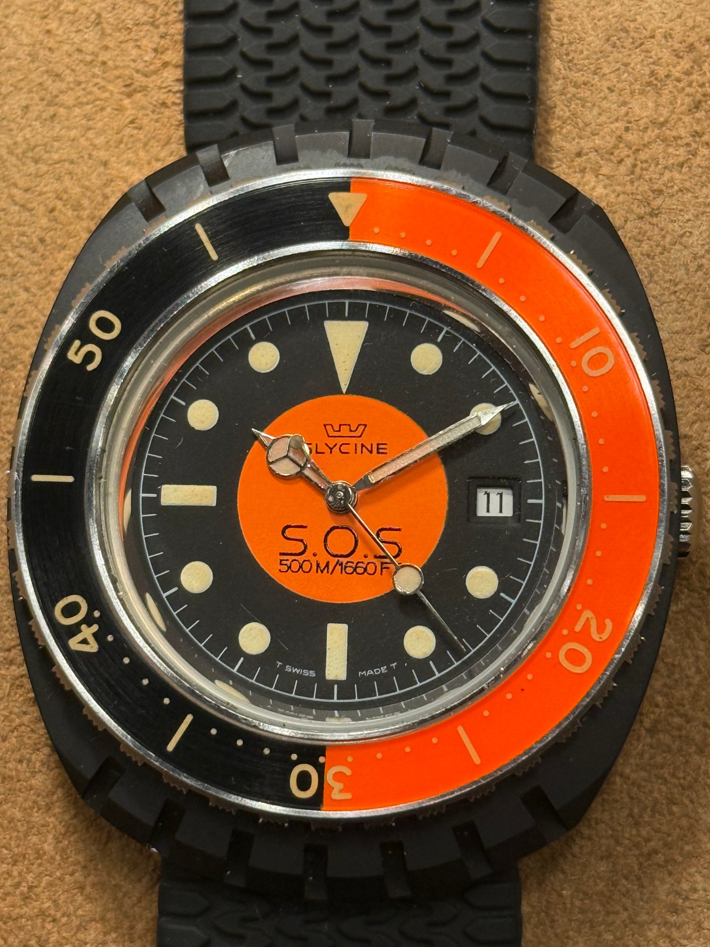 Glycine 500m SOS Diver watch from the 1970s.