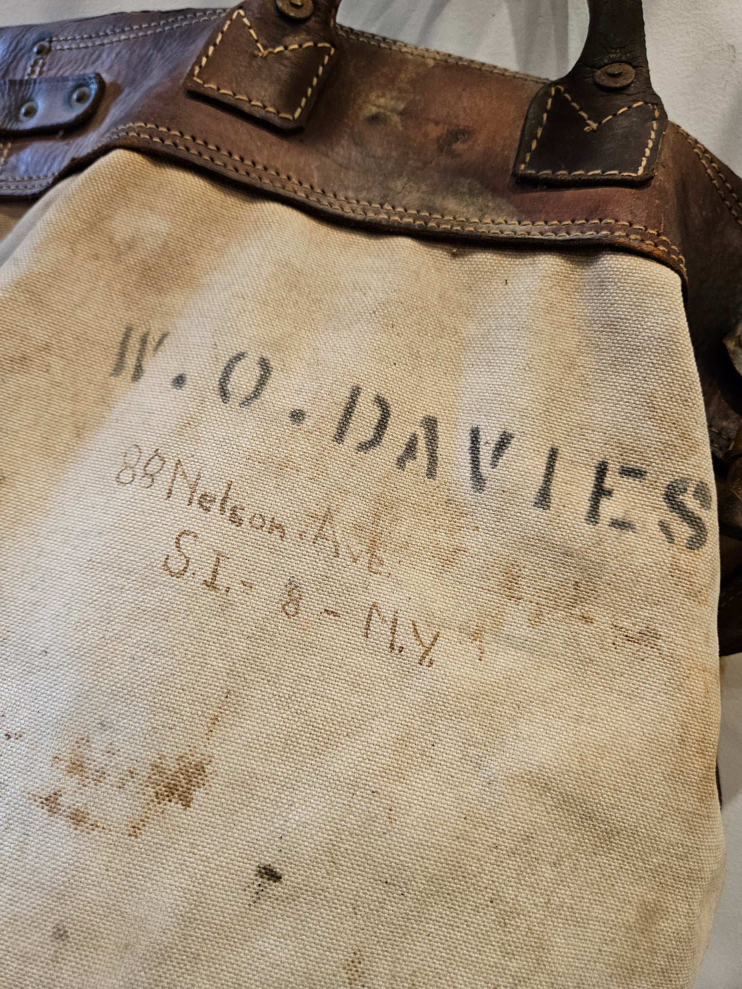 WW2 leather and canvas Duffel Bag
