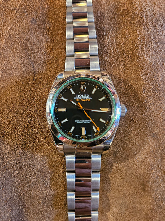 Rolex Milgauss 116400 Black dial Green crystal watch from 2009