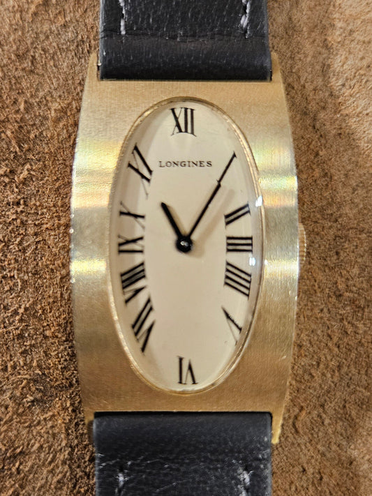 Longines by Serge Manzon Aperture Rectangular 14k case watch from 1975