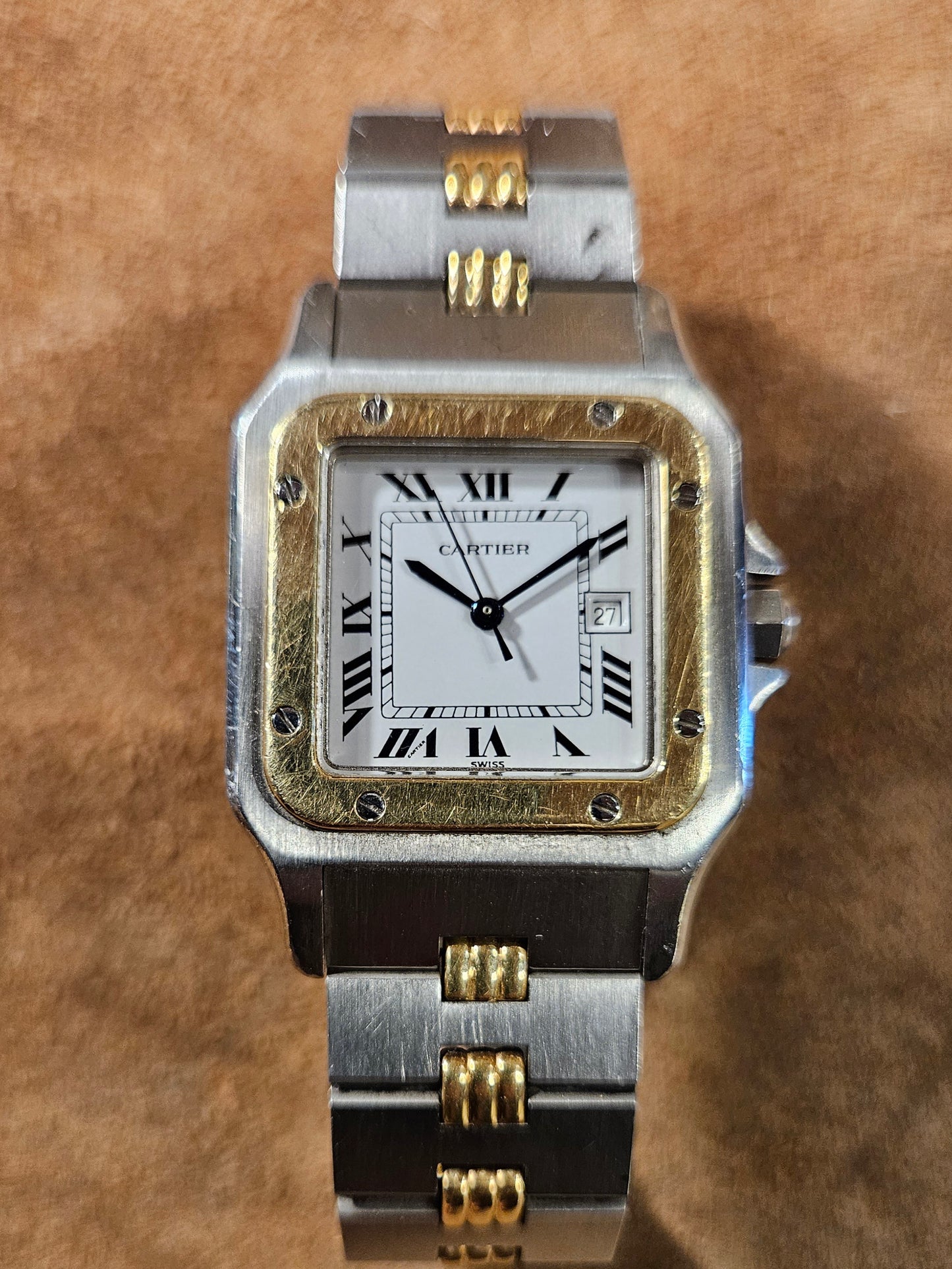 Cartier Santos 2961 18kt and steel watch from the 1980s.
