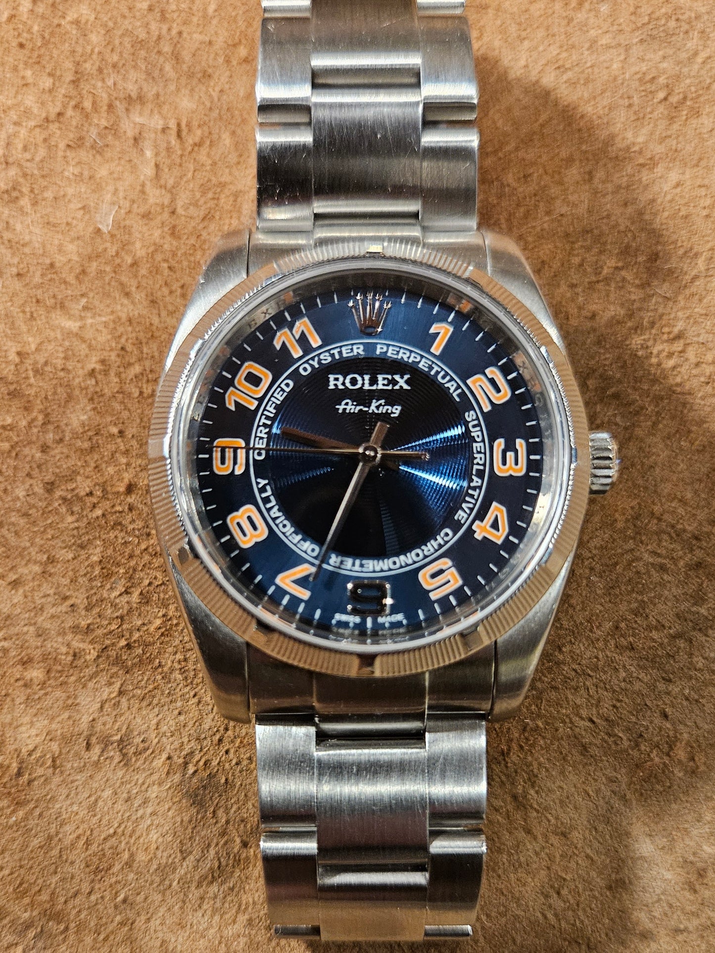 Rolex Airking 114210 Blue Pink Concentric dial watch from 2015