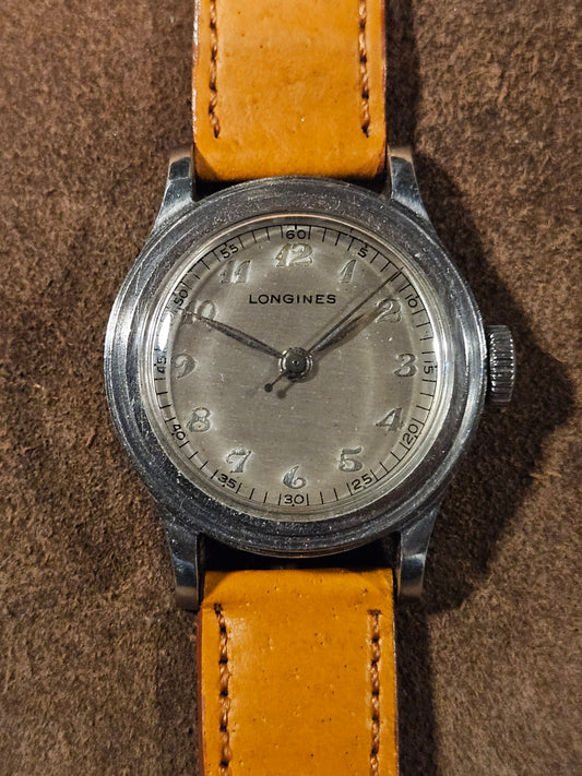 Longines Tre Tacche 5040 Breguet Numerals stainless steel watch.