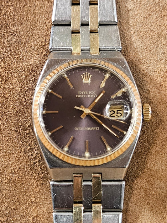 Rolex 17013 Datejust Quartz 18kt and steel Grape dial watch from 1979