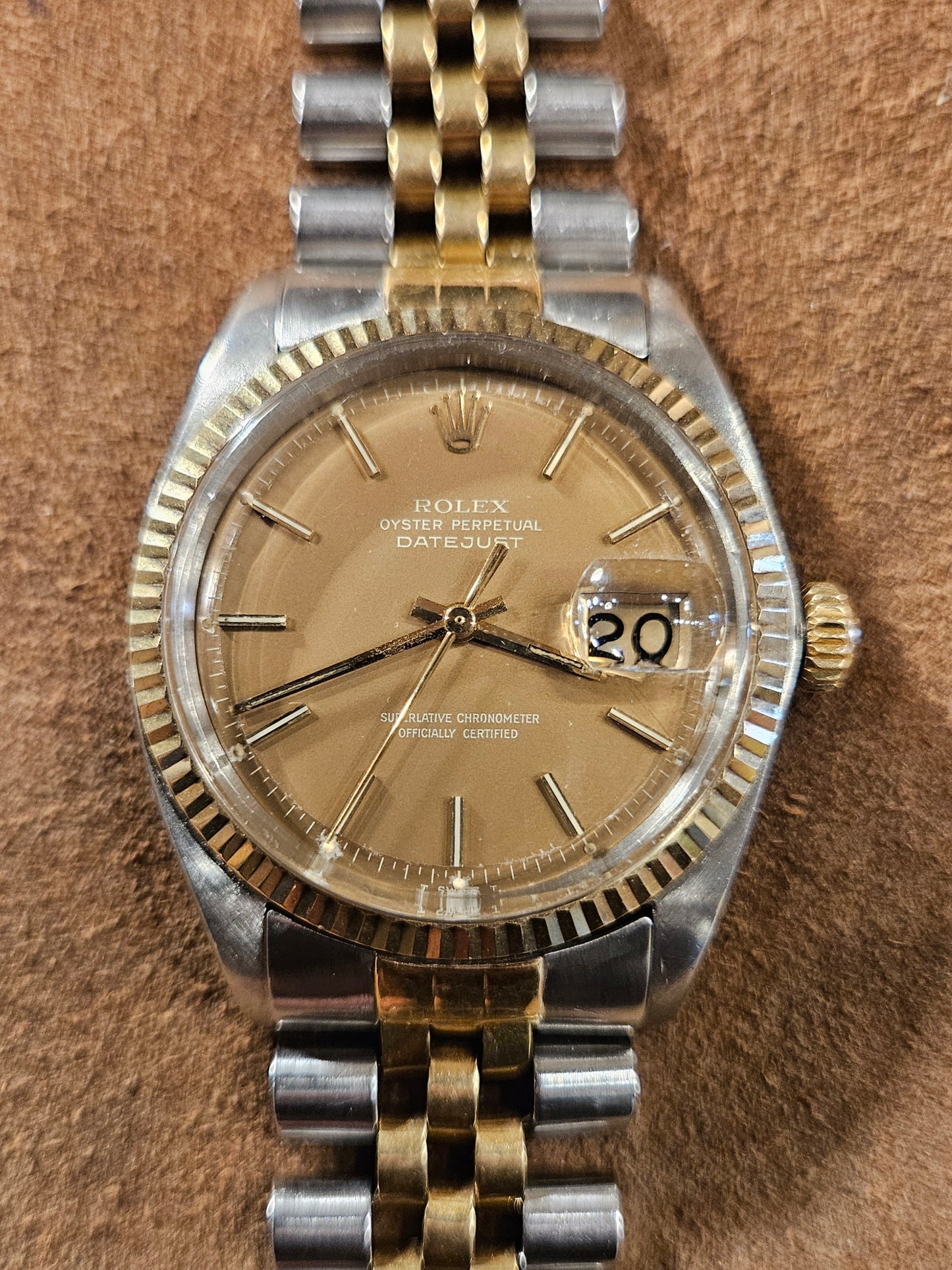 Rolex Datejust 1601 Mocha ghost dial 18kt and steel watch from 1969