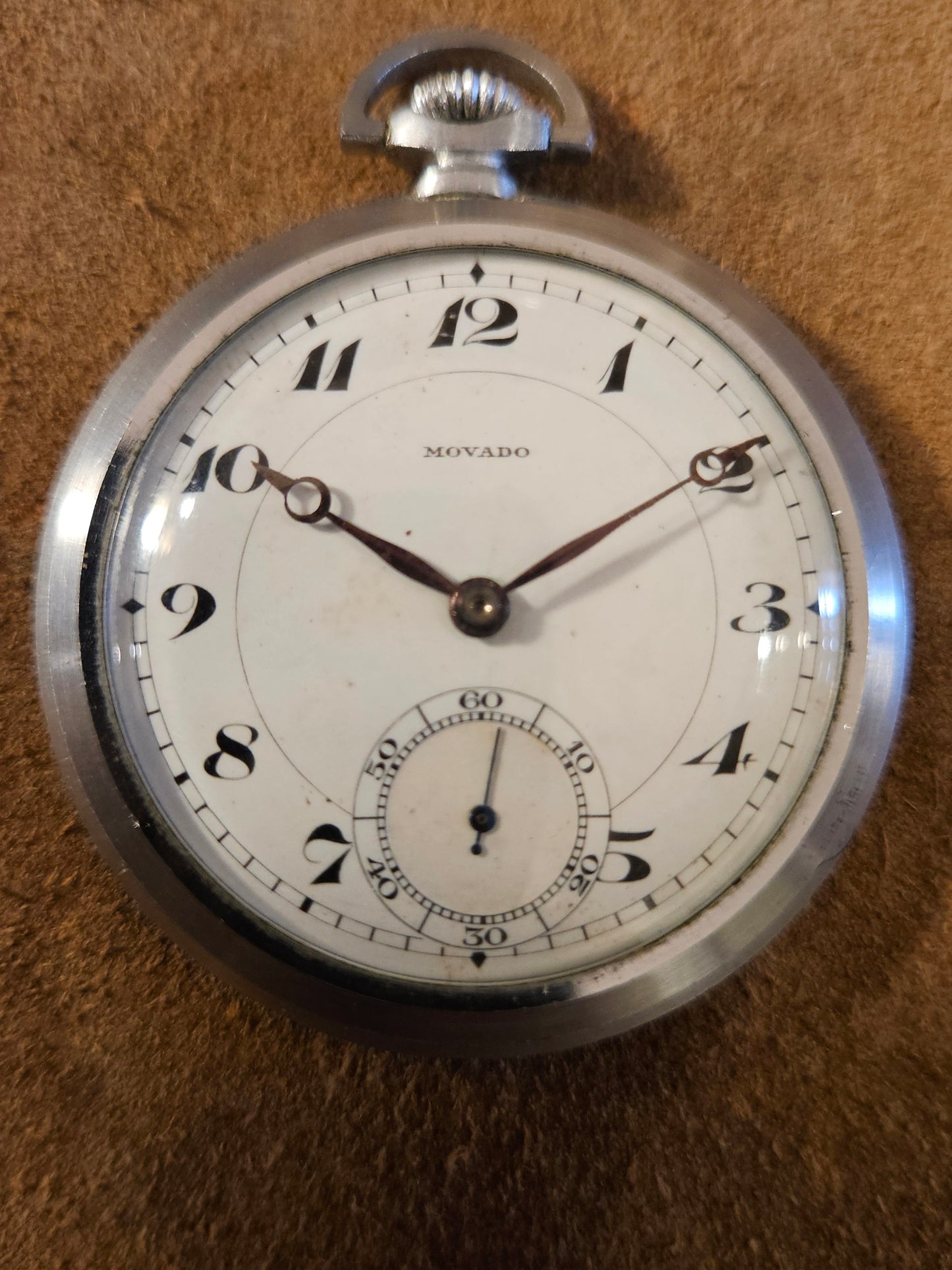 Movado Pocket watch Porcelian enamel dial from the 1930s