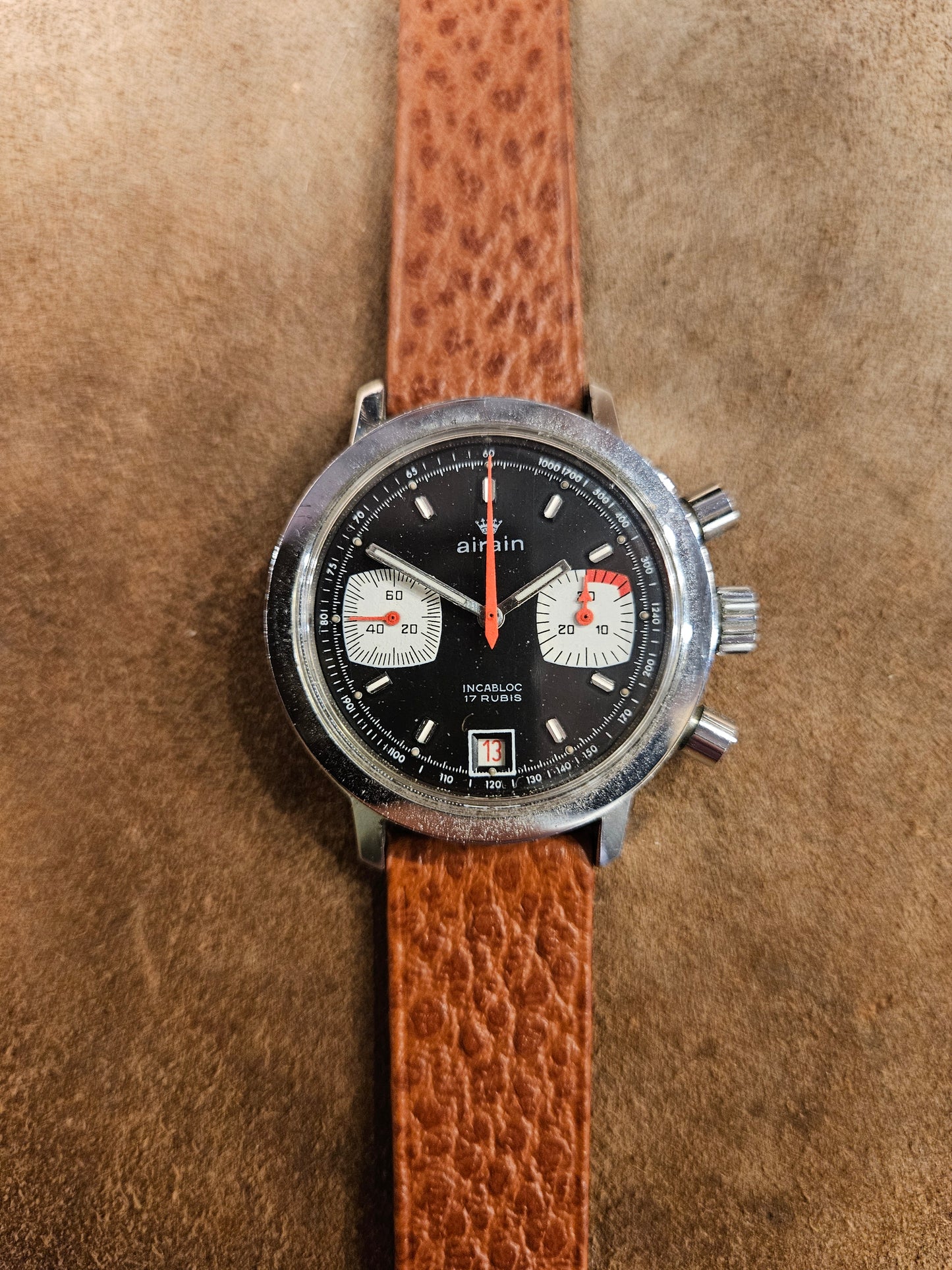 Airain Chronograph valjoux 7734 watch from the early 1970s