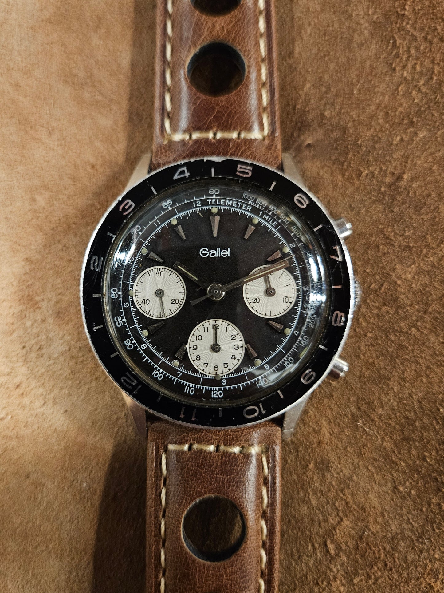 Gallet Multi Chron Pilot Valjoux 72 watch from the 1960s