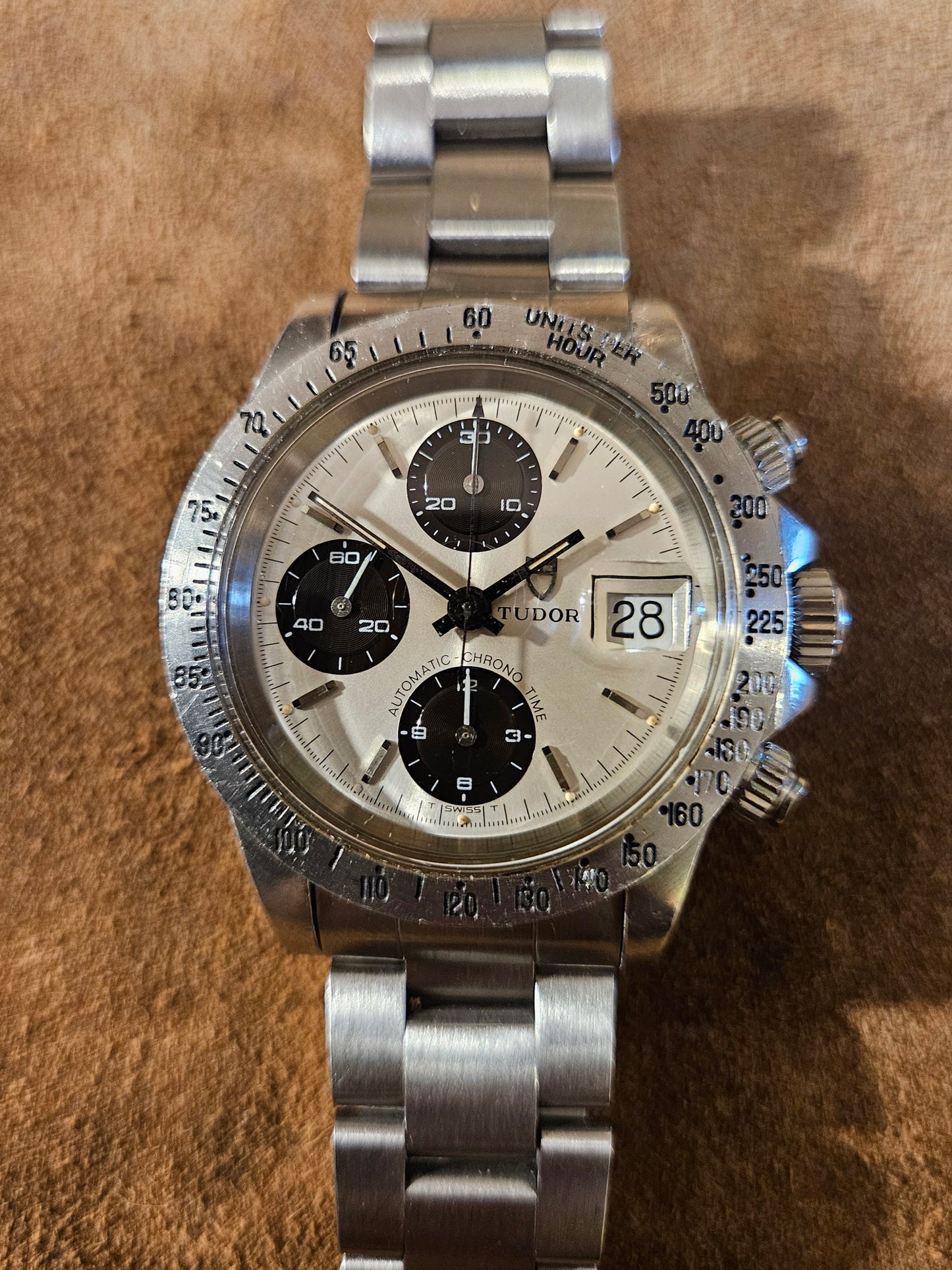 Tudor 94300 Solo White Panda dial Big Block watch  from 1980