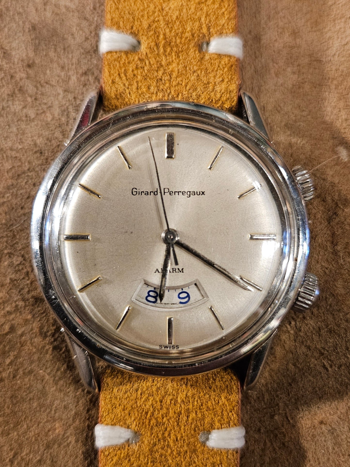 Girard Perregaux Alarm 7742 watch in steel from the 1960s