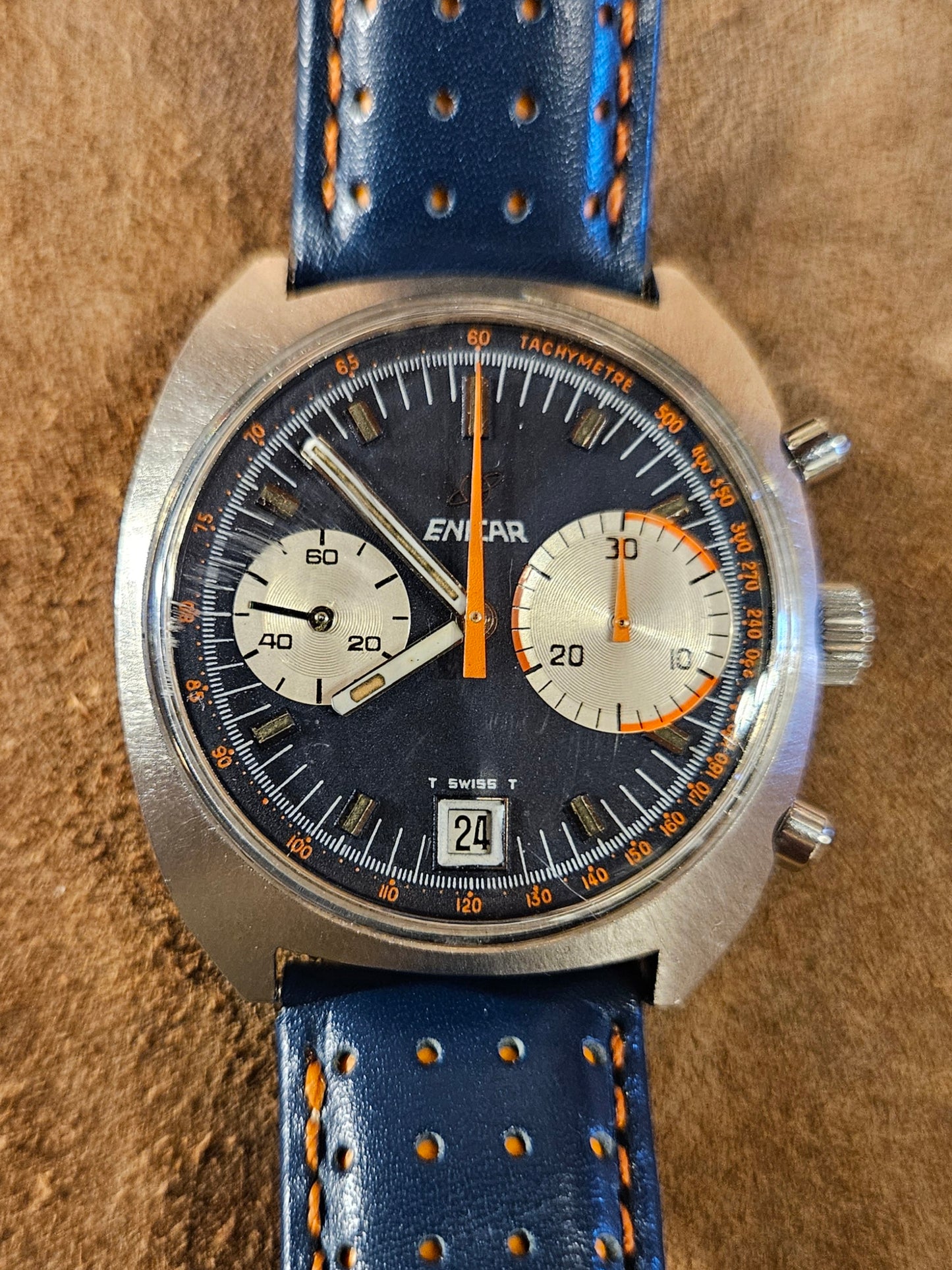 Enicar Big Eye 232 01 02 Chronograph watch in steel