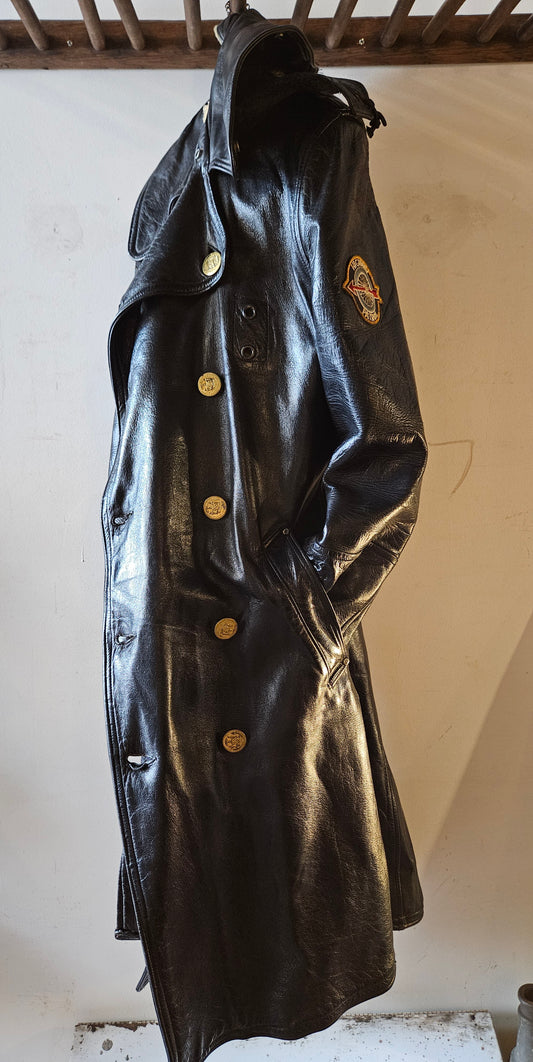 Police Highway Patrol Man Horse hide Long coat