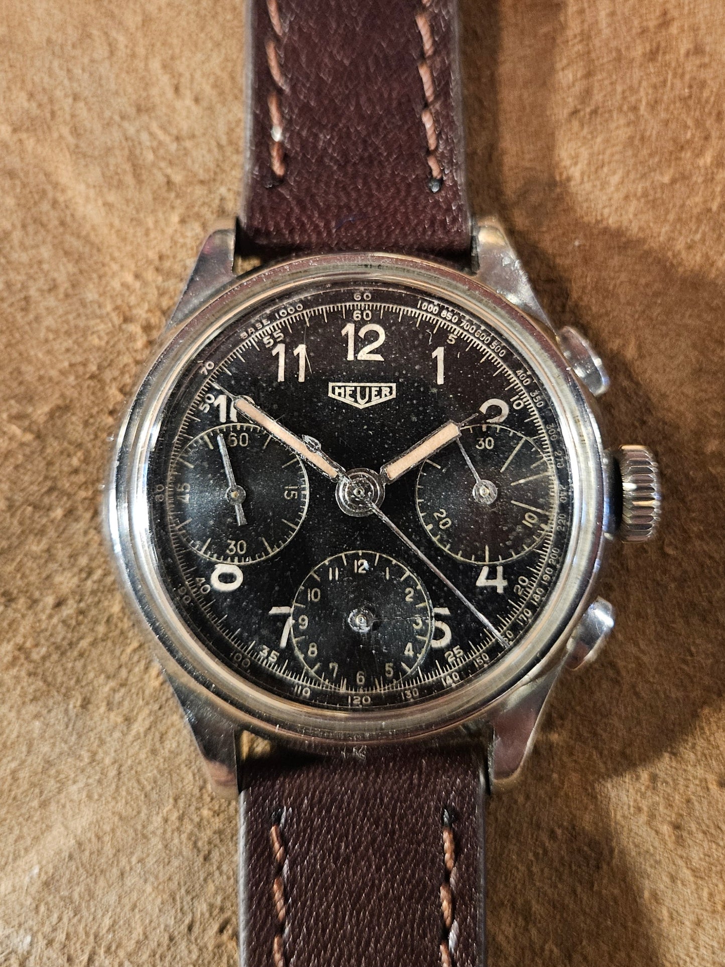 Heuer Pre Carrera 345 Chronograph watch from the 1930s