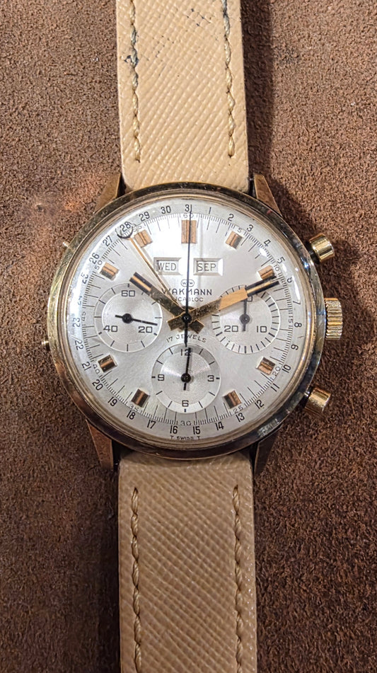 Wakmann Triple date chronograph watch from the 1960s.