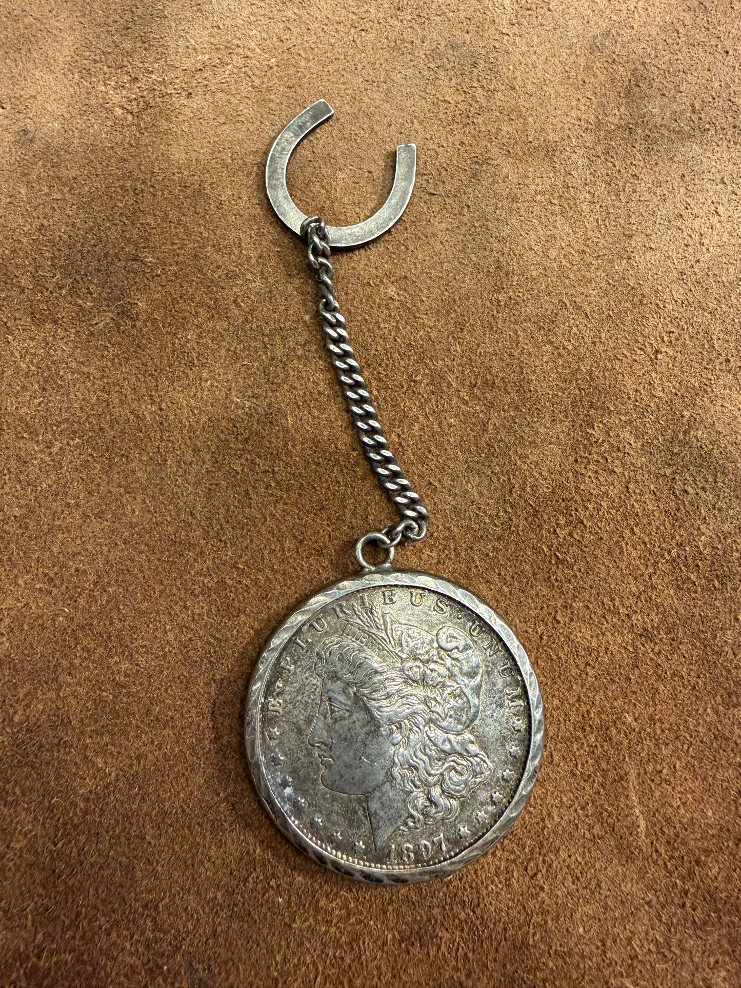 1897 Morgan Silver Dollar Horseshoe Fob and Chain