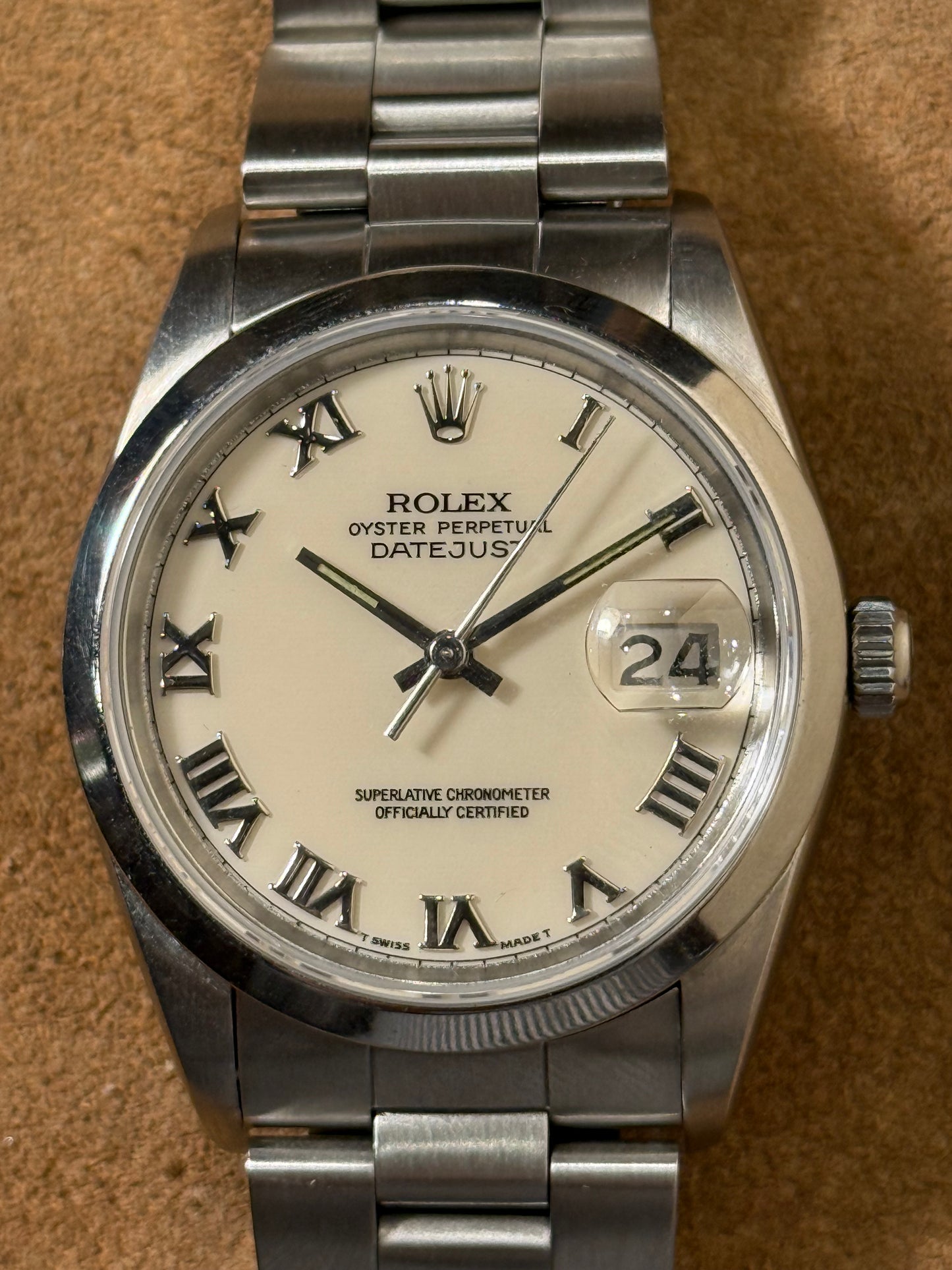Rolex 15200 Datejust Ivory Roman dial box and papers watch from 1993