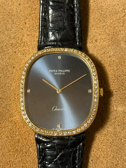 Patek Philippe Ellipse Jumbo 3875 factory diamonds watch from the 1990s