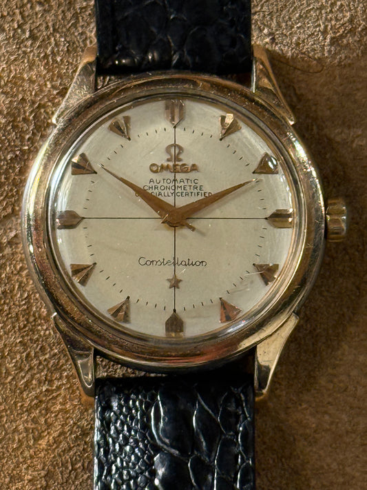 Omega Constellation Rose Gold top stainless steel back watch from the 1950s.