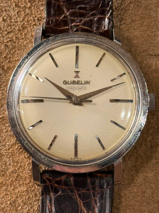 Gubelin Vintage Watch from the 1960s in stainless steel.