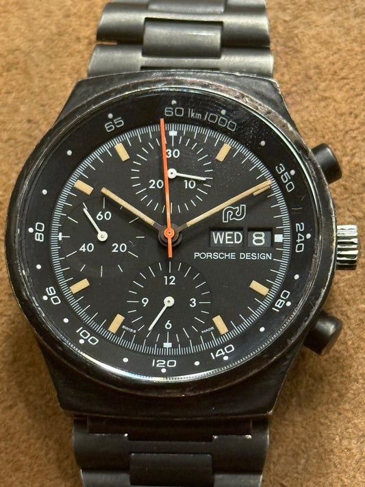 Porsche Design Ofrina 7176s black PVD watch.