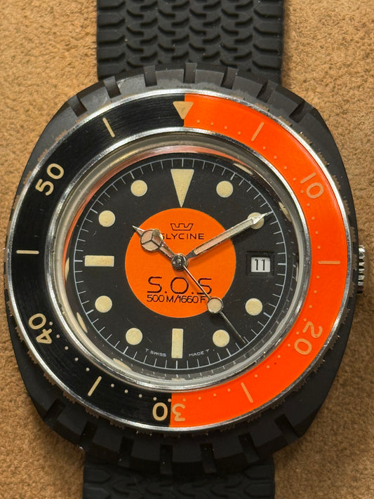 Glycine 500m SOS Diver watch from the 1970s.
